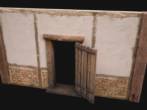 Medieval Door and Wall 3D Model