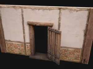 Medieval Door and Wall 3D Model