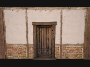 Medieval Door and Wall 3D Model