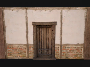 Medieval Door and Wall 3D Model
