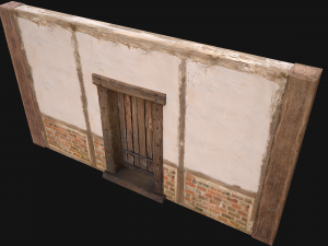 Medieval Door and Wall 3D Model