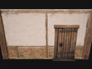 Medieval Door and Wall 3D Model
