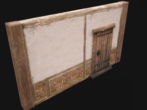 Medieval Door and Wall 3D Model