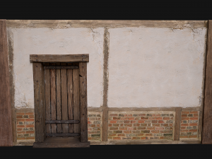 Medieval Door and Wall 3D Model