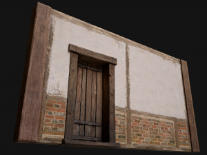 Medieval Door and Wall 3D Model