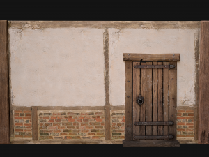 Medieval Door and Wall 3D Model