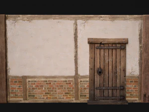 Medieval Door and Wall 3D Model
