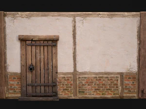 Medieval Door and Wall 3D Model