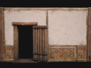 Medieval Door and Wall 3D Model