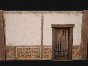 Medieval Door and Wall 3D Model