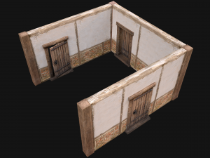 Medieval Door and Wall 3D Model