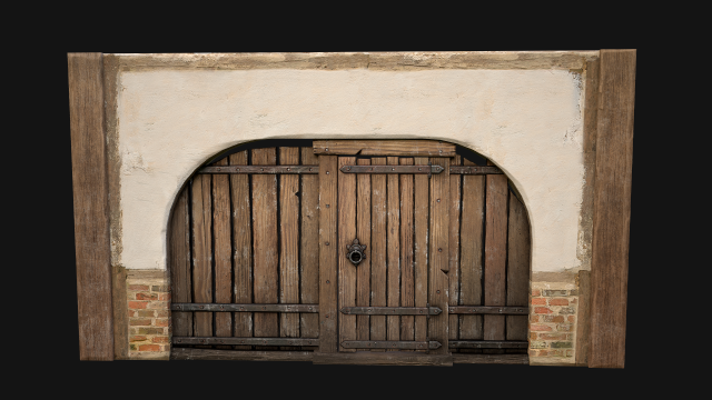 Medieval Door and Wooden Wall 3D-Modell .c4d .max .obj .3ds .fbx .stl .blend 