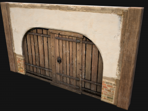 Medieval Door and Wooden Wall 3D-Modell