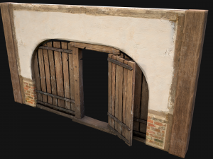 Medieval Door and Wooden Wall 3D-Modell