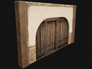 Medieval Door and Wooden Wall 3D-Modell