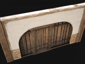 Medieval Door and Wooden Wall 3D-Modell