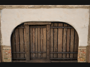 Medieval Door and Wooden Wall 3D-Modell