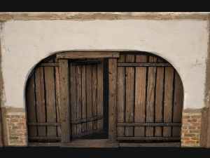Medieval Door and Wooden Wall 3D-Modell