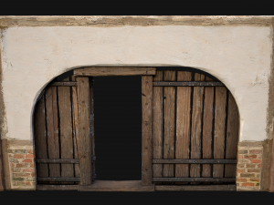 Medieval Door and Wooden Wall 3D-Modell