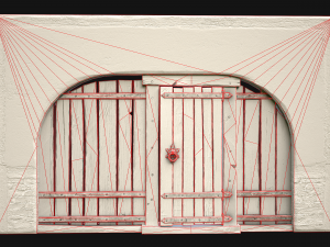 Medieval Door and Wooden Wall 3D-Modell