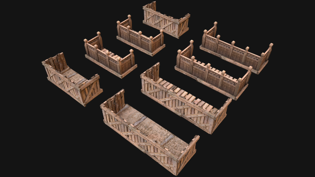Medieval Wooden Balcony Modèle 3D .c4d .max .obj .3ds .fbx .stl .blend 
