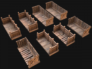 Medieval Wooden Balcony Modèle 3D
