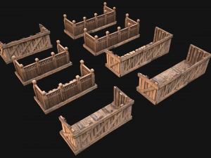 Medieval Wooden Balcony Modèle 3D