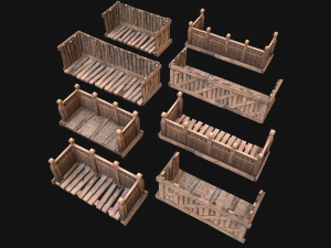 Medieval Wooden Balcony Modèle 3D