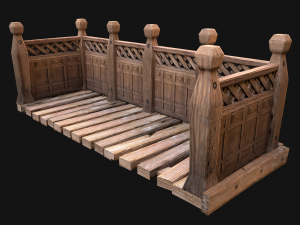 Medieval Wooden Balcony Modèle 3D