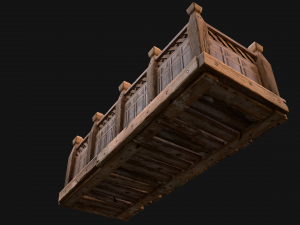 Medieval Wooden Balcony Modèle 3D