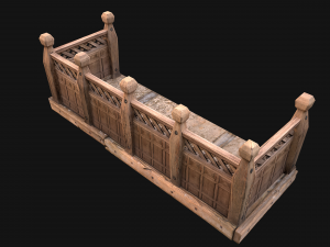 Medieval Wooden Balcony Modèle 3D