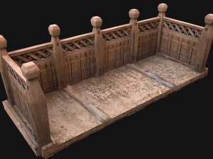 Medieval Wooden Balcony Modèle 3D