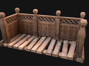 Medieval Wooden Balcony Modèle 3D