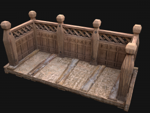 Medieval Wooden Balcony Modèle 3D