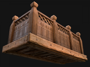 Medieval Wooden Balcony Modèle 3D