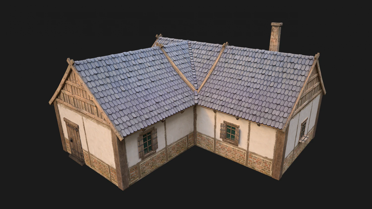 Medieval House 1 Cottage 3D Model .c4d .max .obj .3ds .fbx .stl .blend 