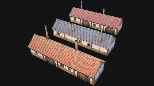 Medieval House 2 Barrack 3D Модель .c4d .max .obj .3ds .fbx .stl .blend 