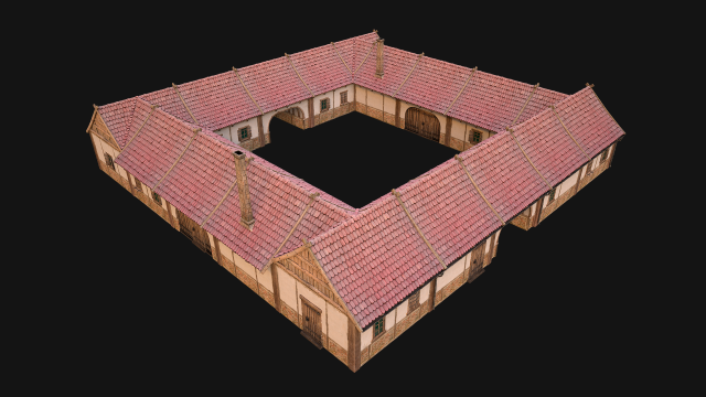 Medieval Courtyard Building House 5 3Dモデル .c4d .max .obj .3ds .fbx .stl .blend 