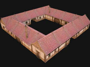Medieval Courtyard Building House 5 3D Model