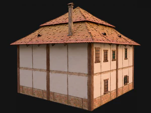 Medieval Two Storey House 3D Model