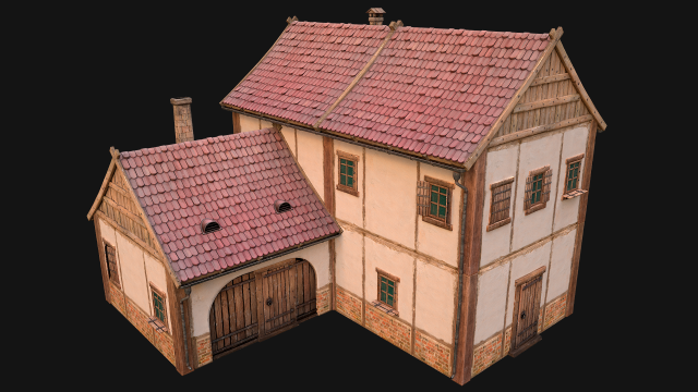 Medieval Town House Cottage 3Dモデル .c4d .max .obj .3ds .fbx .stl .blend 