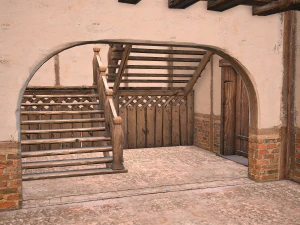 Medieval house with balcony 3D Model