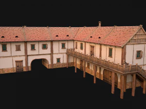 Medieval Town House with Staircase 3D Model
