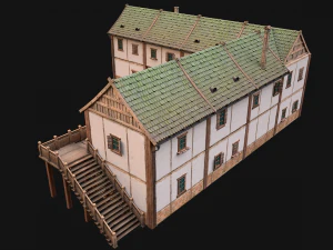 Medieval Town House with Staircase 3D Model