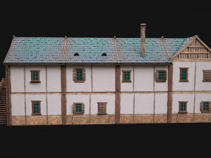 Medieval Town House with Staircase 3D Model