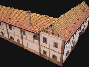Medieval Town House with Staircase 3D Model