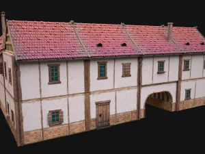 Medieval Town House with Staircase 3D Model