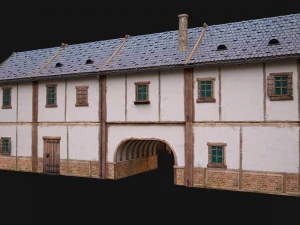 Medieval Town House with Staircase 3D Model