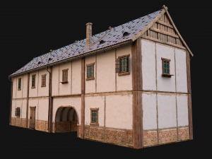 Medieval Town House with Staircase 3D Модель