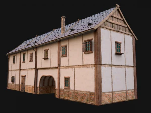 Medieval Town House with Staircase 3D Model